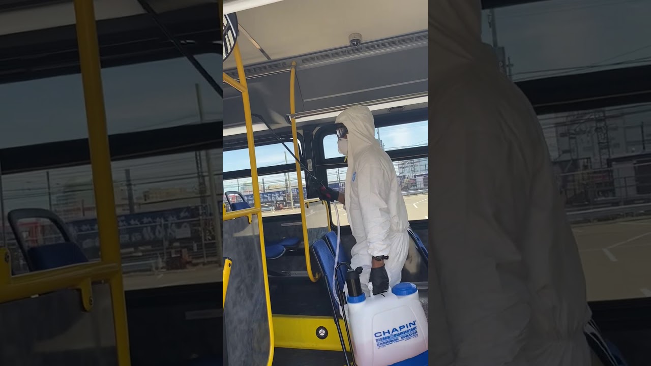 CTtransit employees disinfect a bus